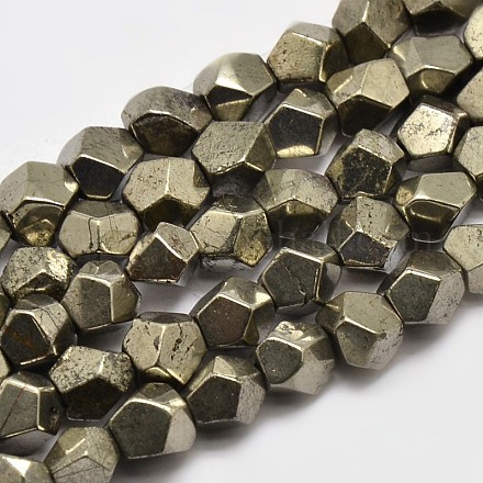 Chapelets de perles de pyrite naturelle  G-F197-02-8x8mm-1