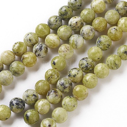 Brins de perles turquoise jaune naturel (jaspe) X-G-Q462-8mm-22-1