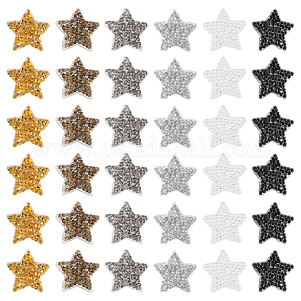 FINGERINSPIRE 36PCS Star Hotfix Rhinestone Patches 0.8 inch 6 Colors Small 5 Star Sewing Appliques Patch Resin Rhinestone Iron on Patches for Clothing Jackets Pants Backpack Repairing Decoration DIY-FG0003-68-1