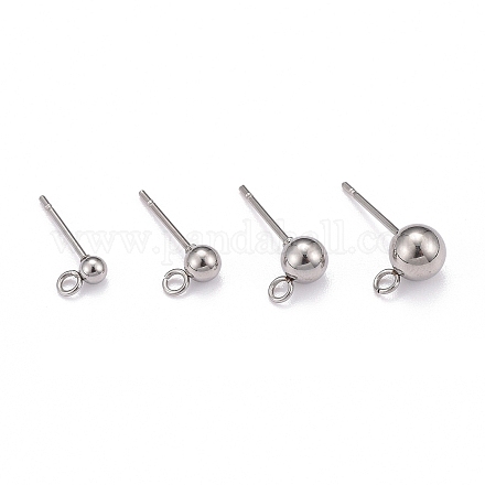 40 pièces 4 styles 202 accessoires de boucles d'oreilles à billes en acier inoxydable STAS-LS0001-13P-1