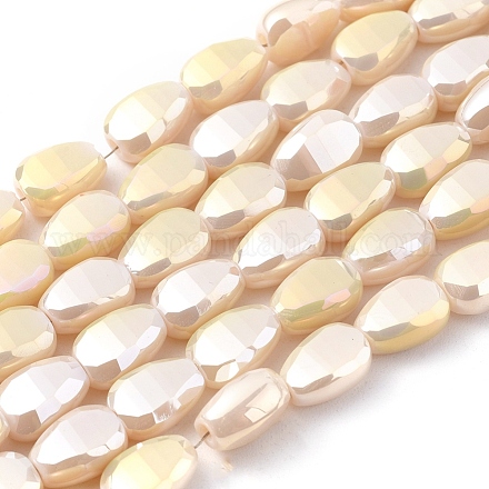Electroplate Opaque Solid Color Glass Beads Strands EGLA-G036-B-FR03-1