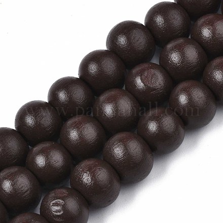 Painted Natural Wood Beads Strands WOOD-S053-54B-1