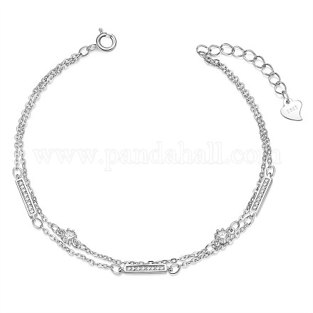 Bracelets multi-rangs en argent sterling plaqué rhodium 925 shegrace JB561A-1