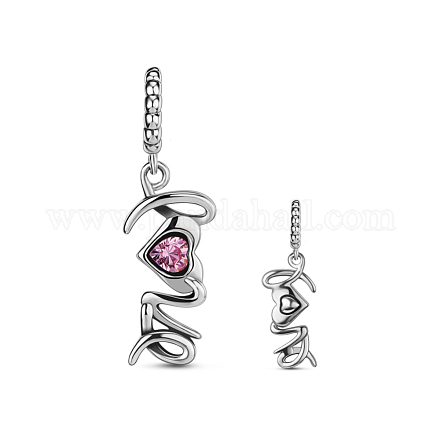 TINYSAND Rhodium Plated 925 Sterling Silver European Dangle Charms TS-P-044-1