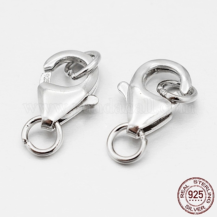 Cierres de mosquetón de plata de primera ley con baño de rodio STER-O015-C-04-1