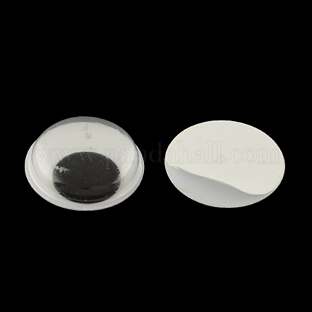 En blanco y negro de plástico meneo ojos saltones botones y accesorios de diy artesanías de álbum de recortes de juguete con parche de la etiqueta en la parte posterior KY-S002B-15mm-1