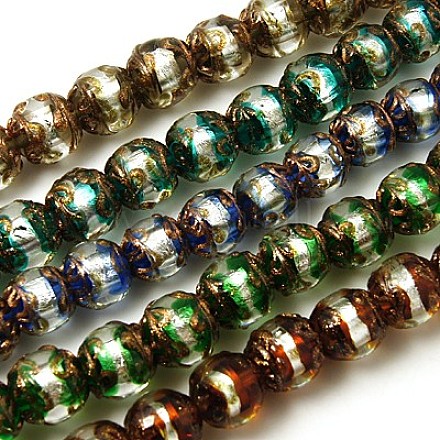 Chapelets de perles de feuille d'argent en verre FOIL-G018-12mm-M-1