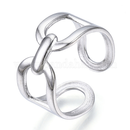 304 anello a polsino aperto ovale in acciaio inossidabile RJEW-N040-14-1