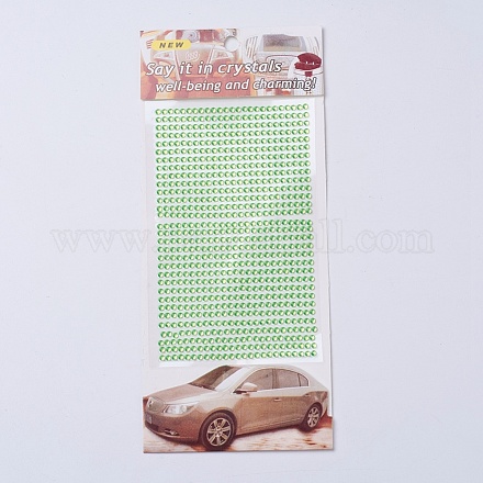 透明アクリルラインストーンステッカー  DIYネイルアート  車  携帯電話の装飾  半円  薄緑  3x2mm  約780個/シート DIY-WH0070-03A-1