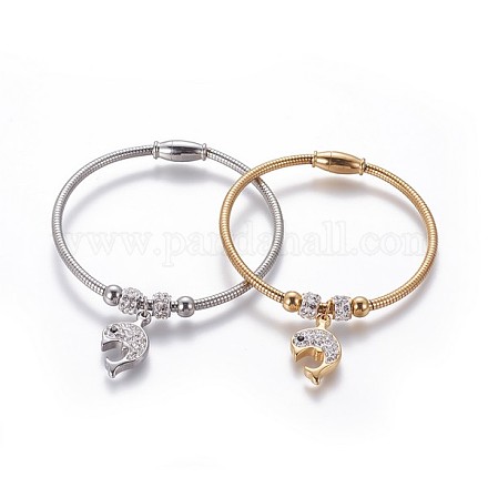304 Stainless Steel Charms Bangles BJEW-P258-04-1