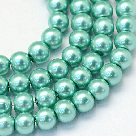 Backen gemalt pearlized Glasperlen runden Perle Stränge HY-Q003-4mm-32-1