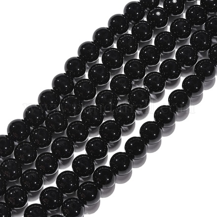 Synthetic Black Stone Beads Strands X-G-G088-10mm-1
