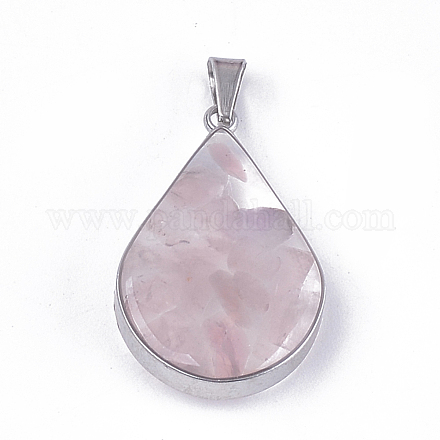 Pendentifs de quartz rose naturel STAS-T043-02I-1