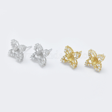 Accessoires de clous d'oreilles en 925 argent sterling avec micro pavé zircone cubique STER-F043-027-1