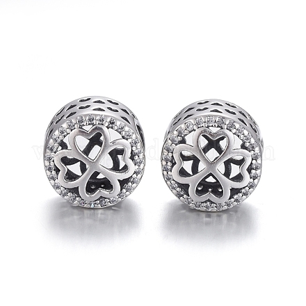 Hohle europäische Perlen aus 925 Sterlingsilber OPDL-L017-074TAS-1