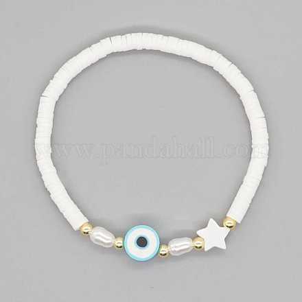 Bracelet extensible en perles de coquillage BJEW-BB727272796-B-1