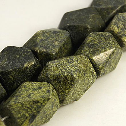 Perles en pierre de serpentine naturelle / dentelle verte G-D325-1-1