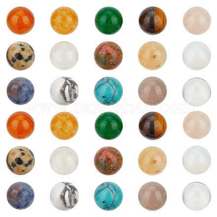Круглые бусины из натуральных и синтетических драгоценных камней G-NB0003-86A-1