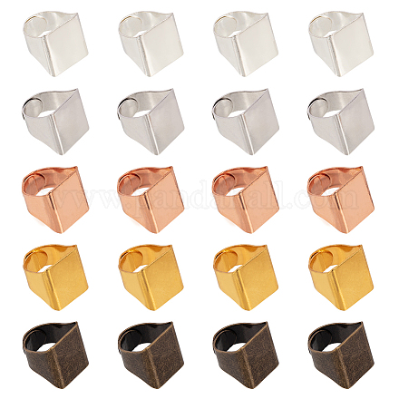 パンダホール30個5色真鍮製リングブランクパッド長方形リングパッド調節可能なフィンガーリングベース装飾用ジュエリー作り RJEW-PH0001-01-1