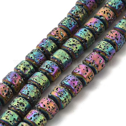 Electroplated Natural Lava Rock Beads Strands G-G984-06E-1