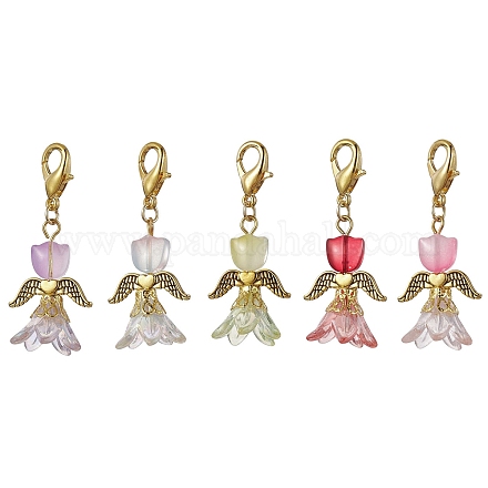 Décorations pendantes en verre Lily Angel HJEW-JM01625-02-1