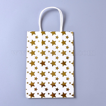 ハンドル付き長方形クラフト紙袋  ショッピングバッグ  グッズバッグ  贈り物  パーティーバッグ  星の模様  ダークチソウ  14.8x8x20.8cm DIY-WH0157-04-01A-1