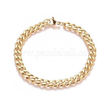 Unisex 304 Stainless Steel Curb Chain/Twisted Chain Bracelets X-STAS-D0002-40G-1