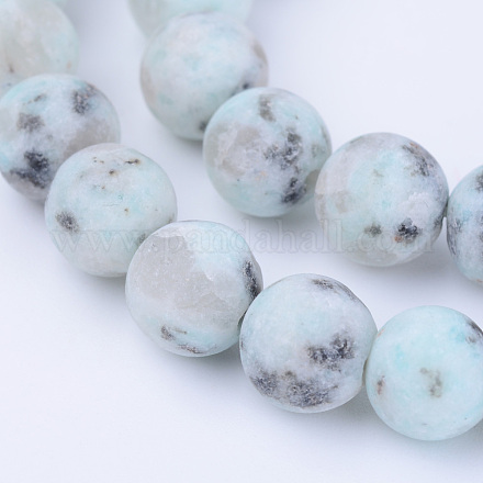 Fili di perle di diaspro / kiwi di sesamo naturale X-G-Q462-8mm-17-1