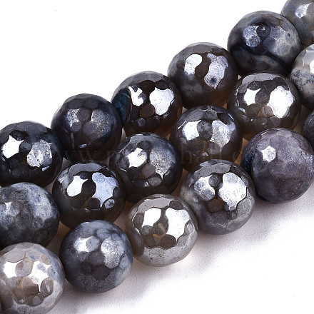 Galvanisieren natürliche Achat Perlen Stränge G-T131-55-25-1