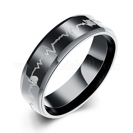 Moda 316l anillos de banda ancha de latido de acero de titanio para hombres RJEW-BB07094-10-1