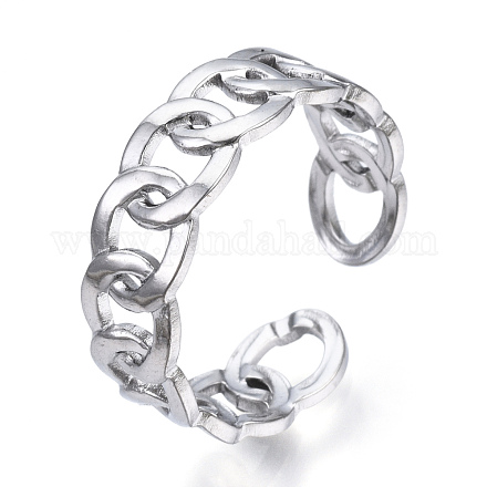 304 anello del polsino aperto a forma di catena di barbazzali in acciaio inossidabile RJEW-N040-38-1