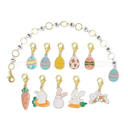 11 style thème de pâques acrylique perles tricot rangée compteur chaînes et kits de marqueurs de point de verrouillage HJEW-JM01432-1