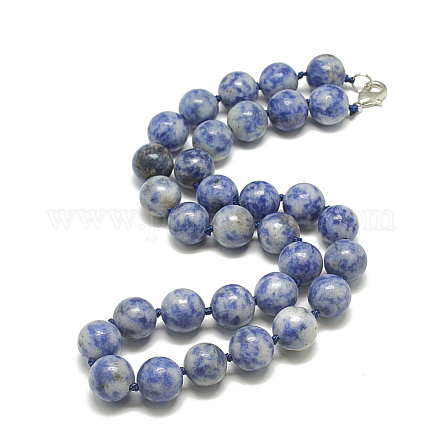 Natural Blue Spot Jasper Beaded Necklaces NJEW-S405-03-1