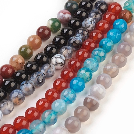 Chapelets de perles d'agate naturelle G-MSMC007-21-8mm-1