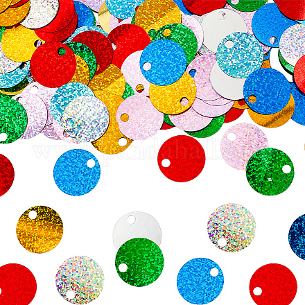 OLYCRAFT 180g 9 Style Large Sequins with Hole Flat Round Sequin Paillettes 1.1 Inch PVC Laser Round Paillettes Applique Embellishment Sequins for Jewelry Making DIY Sewing Crafts DIY-OC0010-72-1