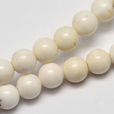 Round Natural Magnesite Beads Strands X-G-M138-34-1