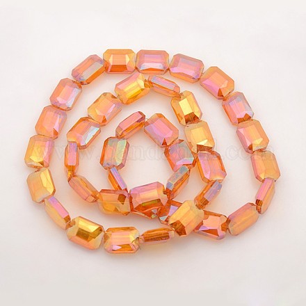 Rectangle Electroplate Rainbow Plated Glass Beads Strands EGLA-P002-F05-1