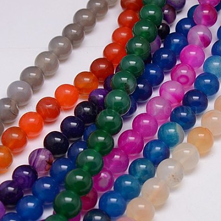 Natural Agate Beads Strands G-G583-12mm-M-1