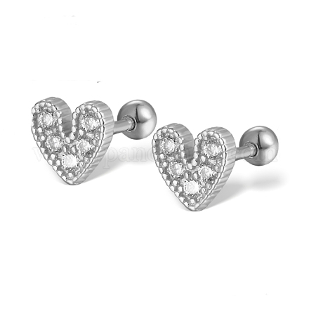 Boucles d'oreilles coeur en zircone cubique pour femmes EJEW-F317-17P-1