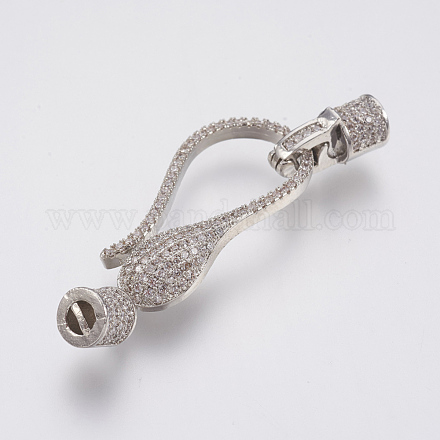 Brass Micro Pave Cubic Zirconia Fold Over Clasps ZIRC-F083-117P-RS-1