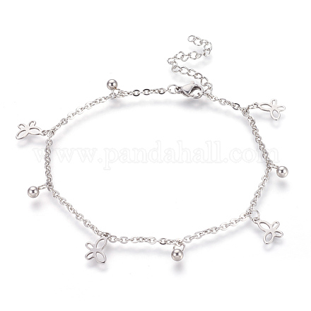 Bracelets de cheville en 304 acier inoxydable avec pendentif AJEW-O028-04P-1