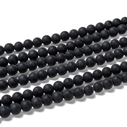 Natural Black Agate Bead Strands G-H056-6mm-1