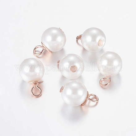 Plastic Pearl Charms IFIN-K032-01RG-1