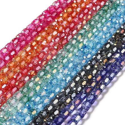 Electroplate Transparent Glass Beads Strand GLAA-G088-02-1