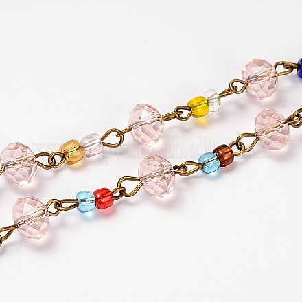 Catene di perle di vetro rondelle per creazione di bracciali collane AJEW-JB00116-01-1