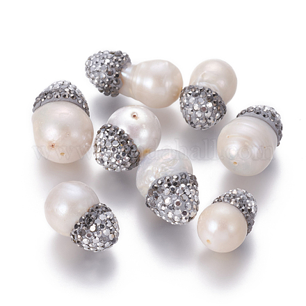 Perlas naturales abalorios de agua dulce cultivadas PEAR-F015-09B-1