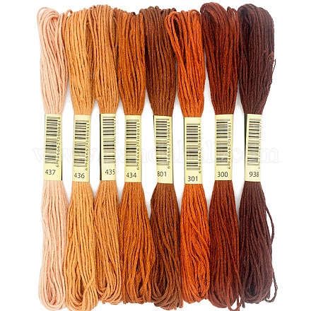 8 かせ 8 色 6 層ポリエステル刺繍糸  クロスステッチの糸  タッセル刺繡  グラデーションカラー  ペルー  2mm  約8.20ヤード（7.5m）/かせ PW-WG88461-07-1