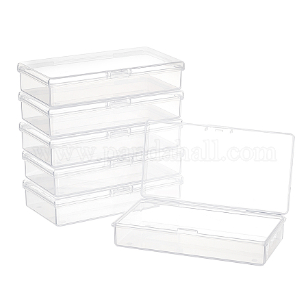 BENECREAT 4 Pack 5.5x3.5x1.5 Large Clear Plastic Box Container Clear  Storage Organizer with Hinged Lid for Small Craft Accessories Office  Supplies