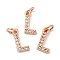 Brass Micro Pave Grade AAA Cubic Zirconia Charms, Letter L, Cadmium Free & Nickel Free & Lead Free, Real Rose Gold Plated, 9x5x1.5mm, Hole: 2mm