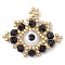 Seed Beads Beaded Charms, Eye Pendants, Black, 23x30x5mm, Hole: 1.2mm